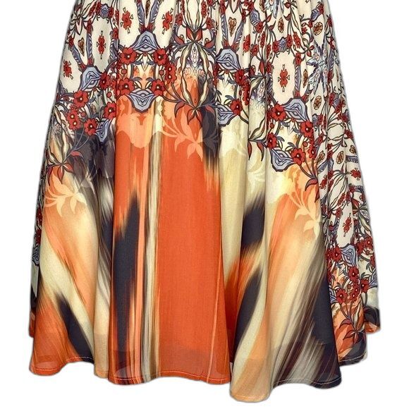 BEBE Dress Multi Coral Yellow Red Brown Black Mesh Tassels Mini Size XS EUC! - Picture 4 of 14